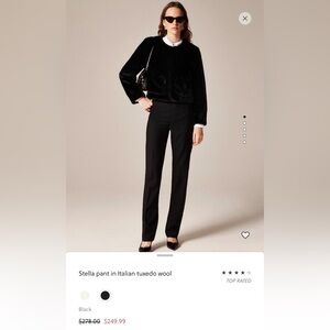 NWT J. Crew Stella Black Italian Wool Tuxedo Dress Pant, Size 6
